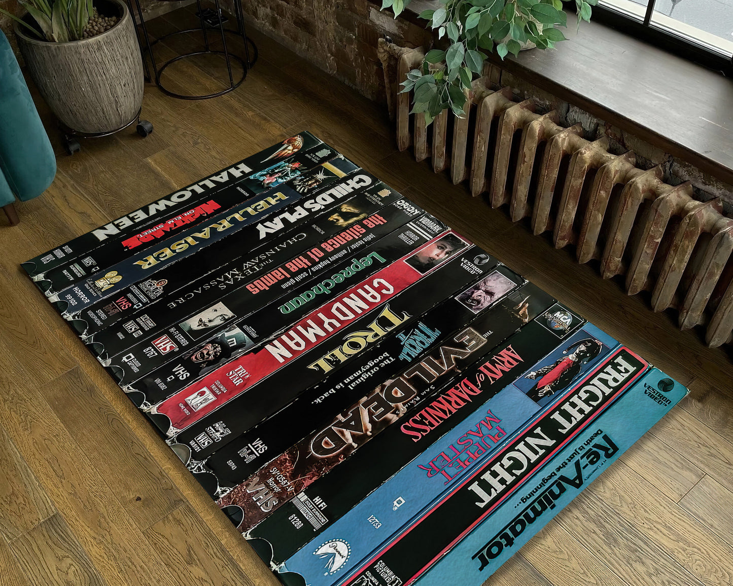 Vintage VHS Case Rug, Nostalgic Case Carpet, Movie Room Mat, Home Theater TV Room Rug, Classic Horror Movie Decor