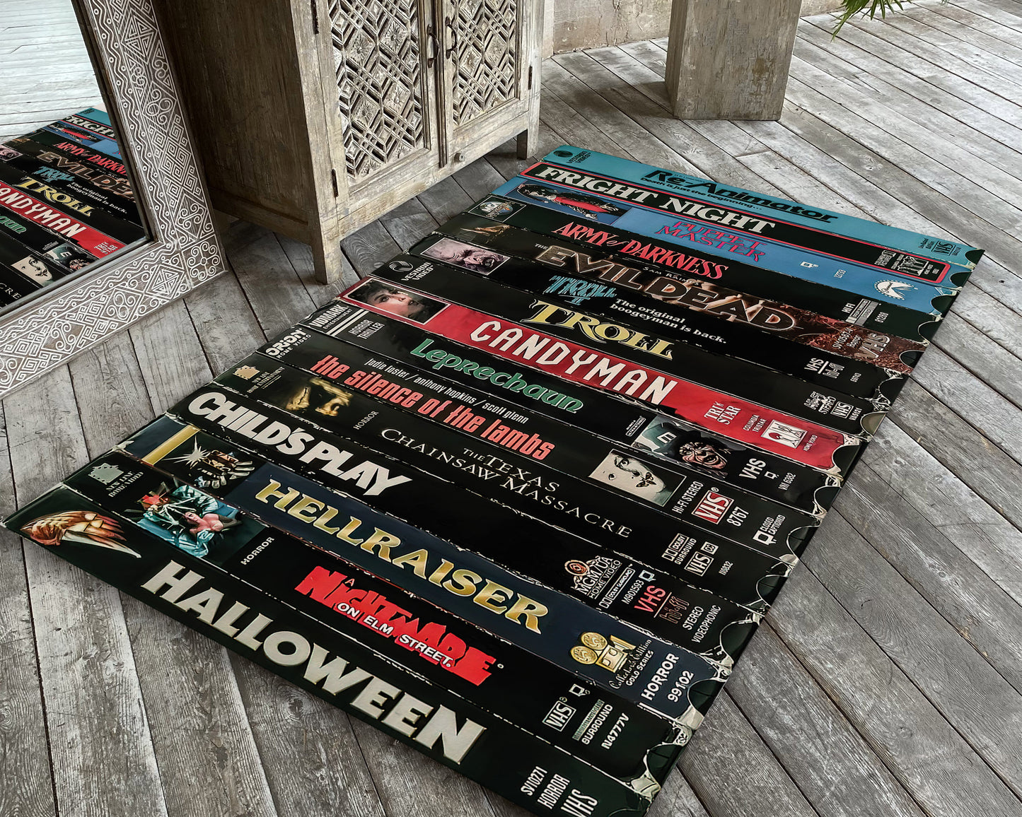Vintage VHS Case Rug, Nostalgic Case Carpet, Movie Room Mat, Home Theater TV Room Rug, Classic Horror Movie Decor