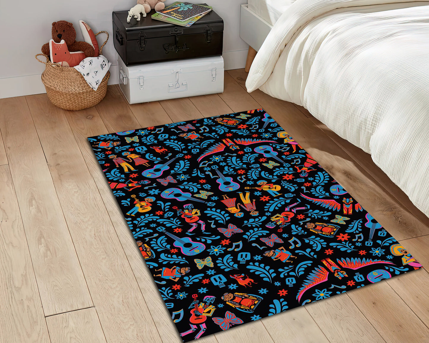 Guitar Patten Rug, Coco Movie Carpet, Disney Movies Mat, Colorful Music Room Decor, Animation Movie Rug