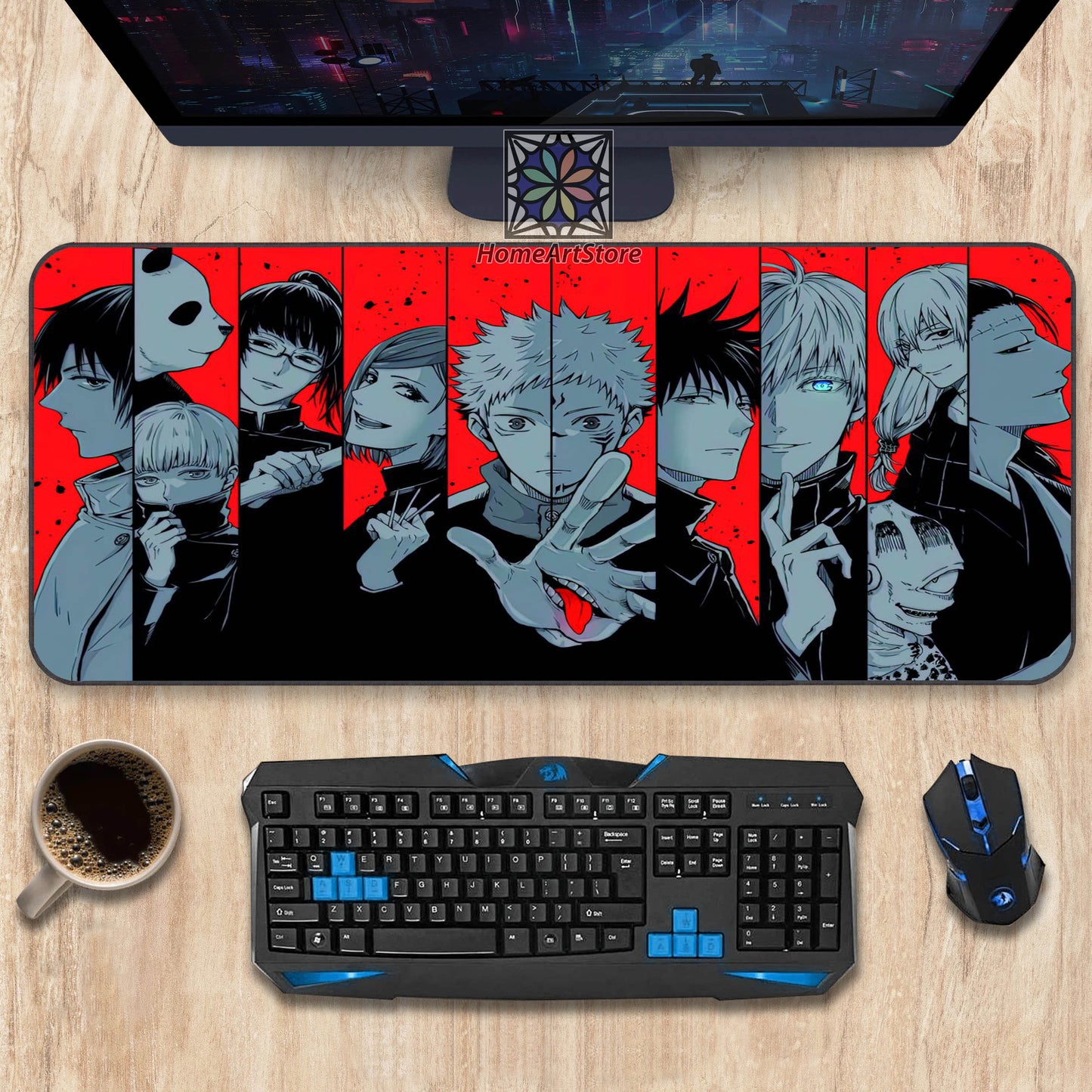 Anime Characters Collage Mouse Mat – Manga Mouse Mat, Large Size Mouse Pad – Kawaii Mousepad, Gaming Desk Mat