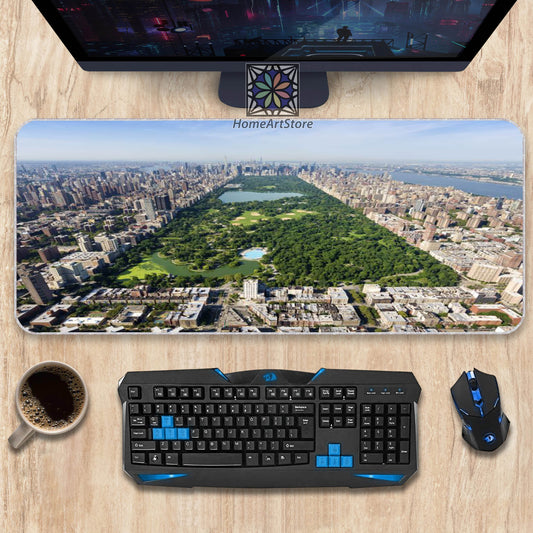 New York City Themed Desk Mat, NYC Printed Mousepad, 3D Office Mouse Mat, Central Park View Decor