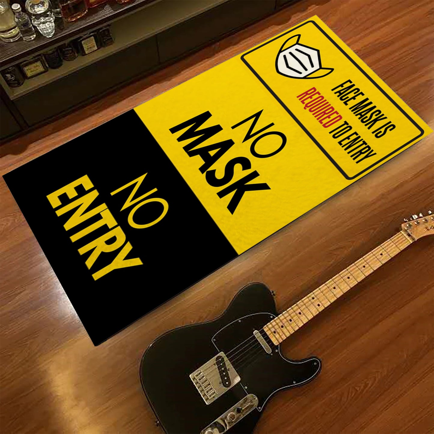 No Mask No Entry Text Rug, Funny Carpet, Doormat, Mask Themed Mat, Entrance Runner Rug