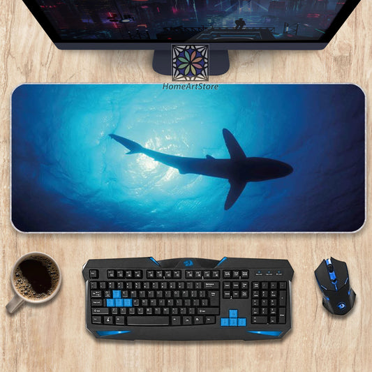 Shark Themed Mousepad, Office Desk Mat, Ocean Mouse Mat, Sea Decor, Office Decor