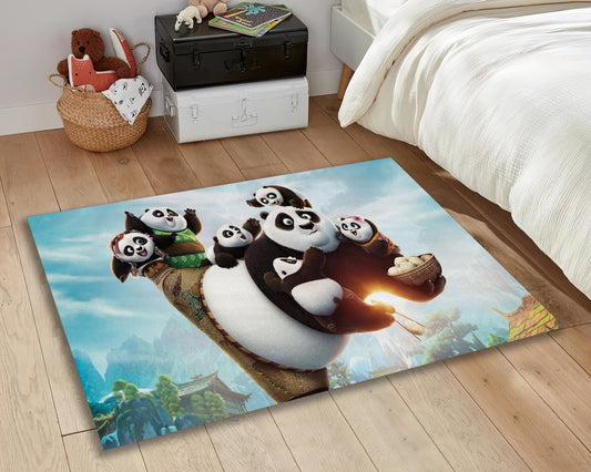 Kung Fu Panda Rug, Cartoon Character Carpet, Kids Room Mat, Animal Decor, Animation Panda Rug