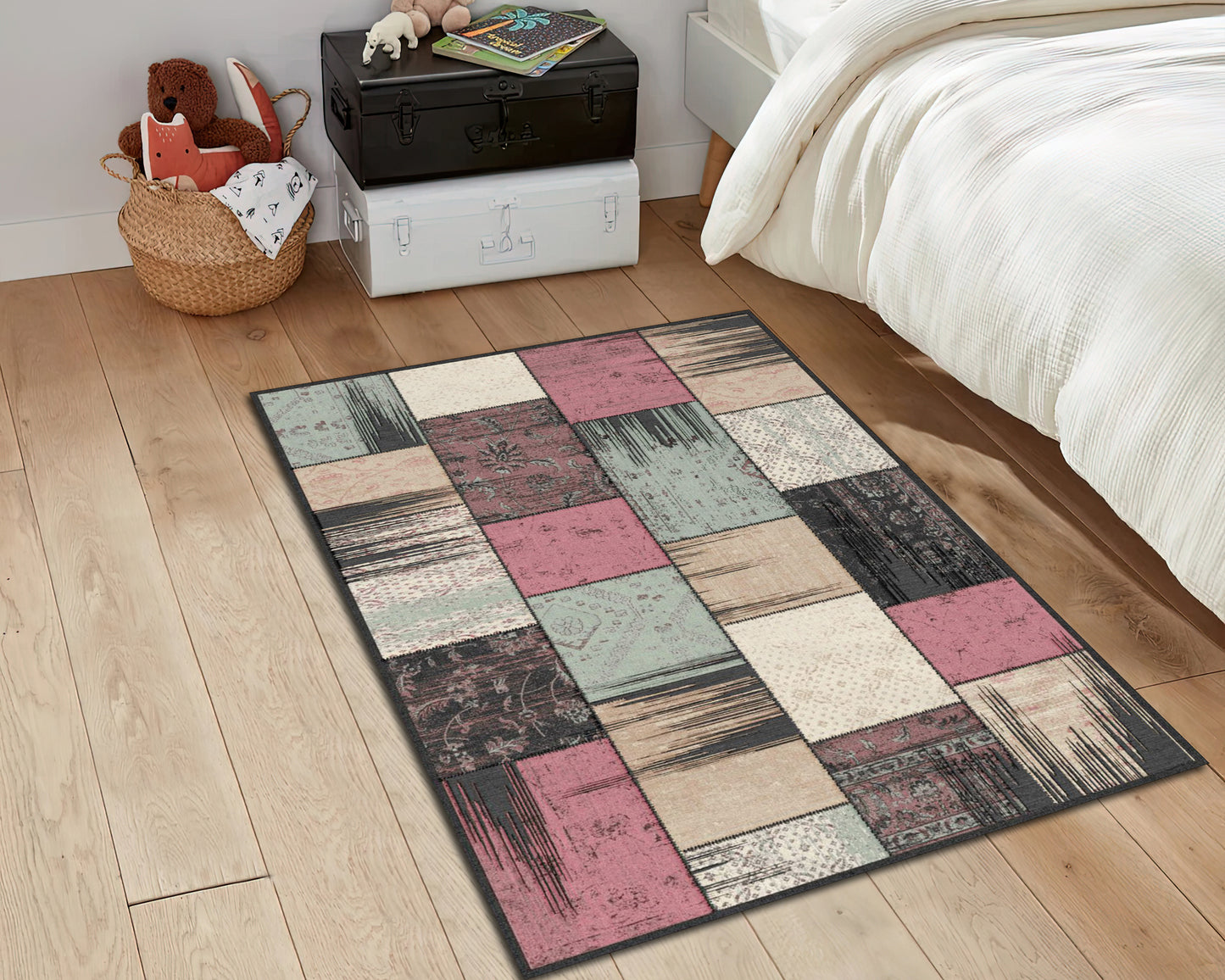Vintage Patchwork Rug, Bohemian Decor, Living Room Carpet, Boho Style Home Decor