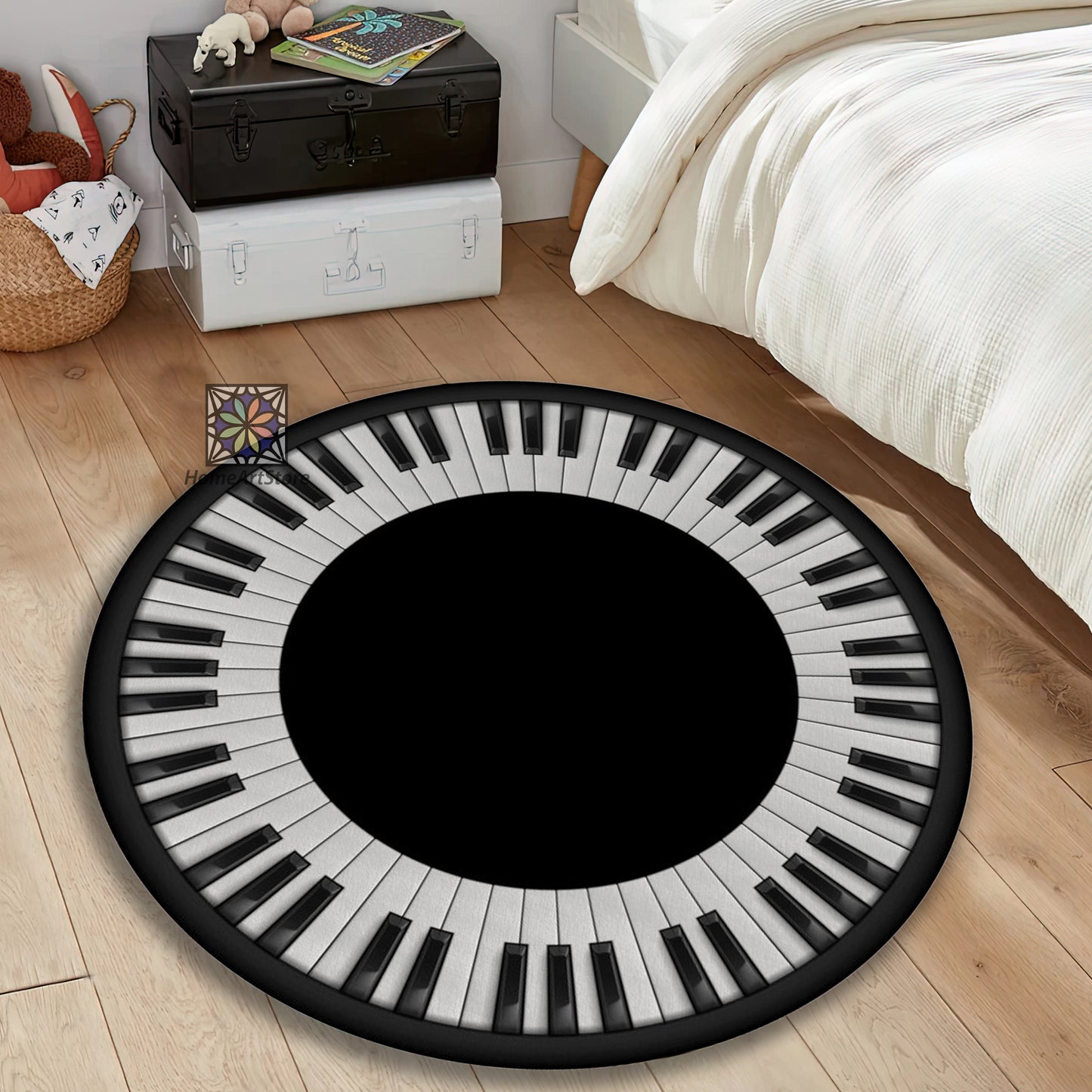 Piano Keyboard Rug, Music Art Carpet, Musical Note Mat, Music Instrument Decor