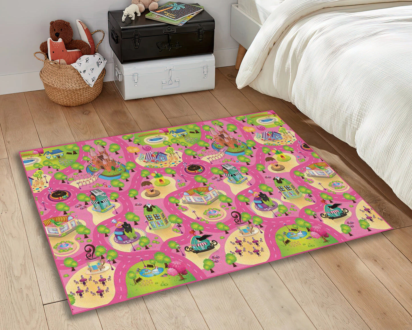Candy Crush Saga Rug, Kids Room Carpet, Pink Playroom Mat, Nursery Decor