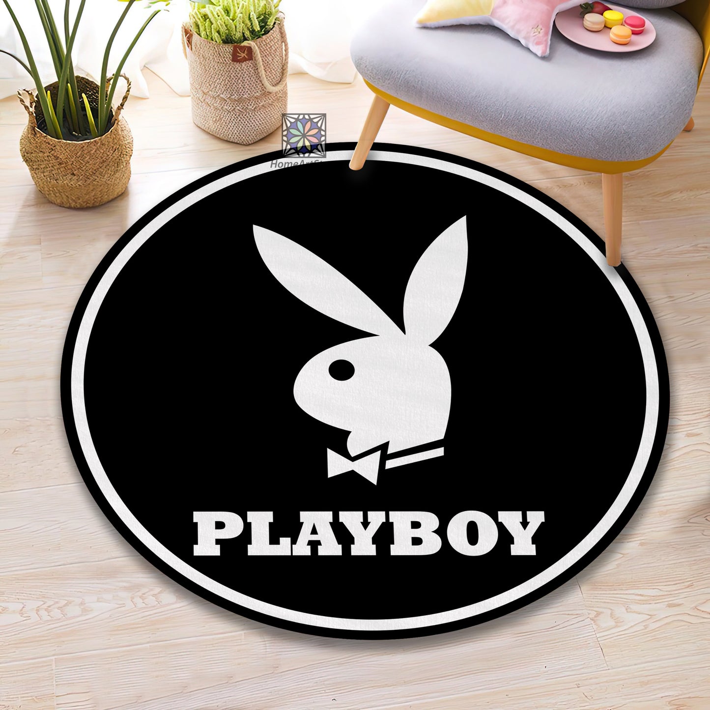 Black Playboy Rug, Boys Room Decor, Playboy Symbol Carpet, Teenage Mat, Party Gift