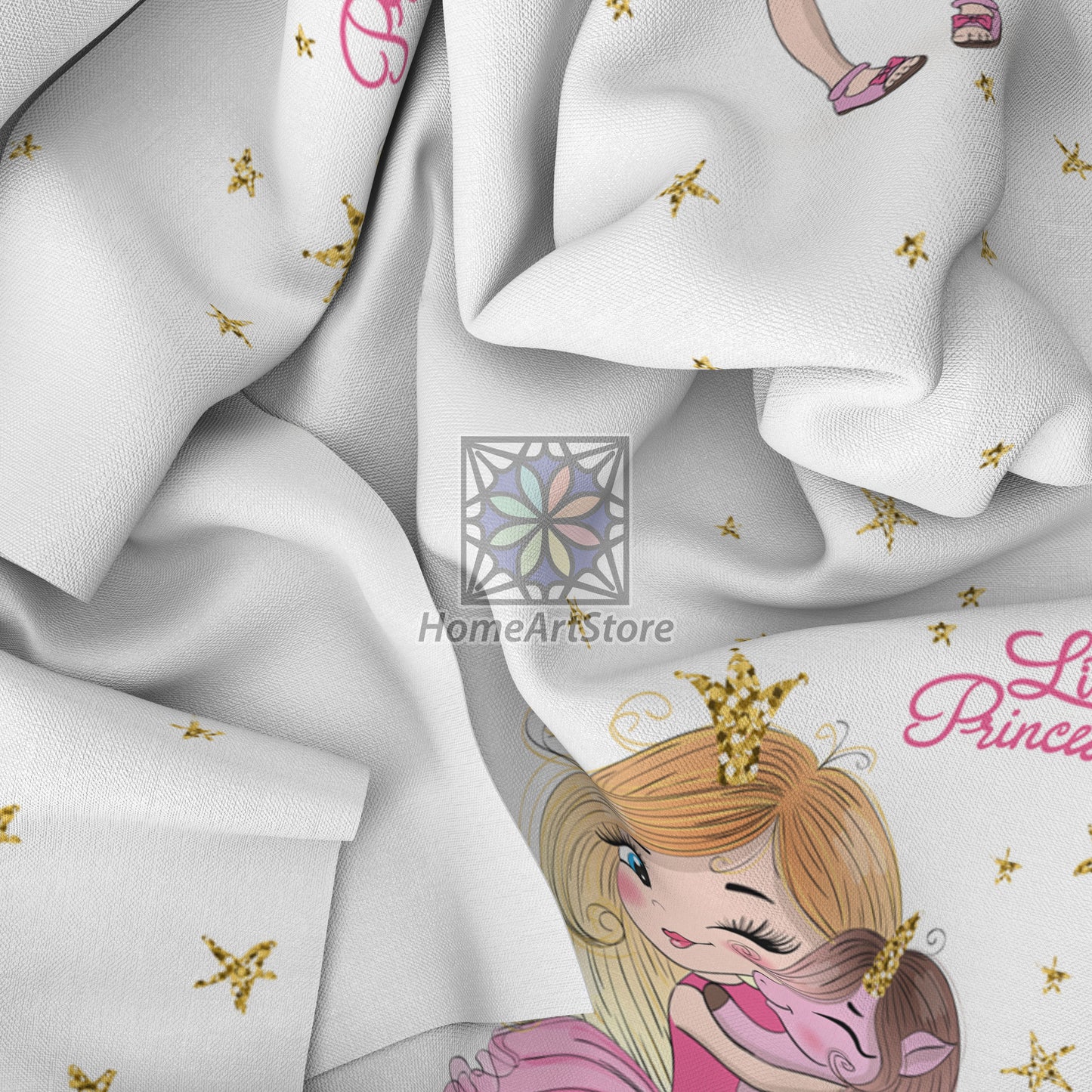 Little Princess with Curtain, Unicorn Themed Curtain, Pink Color Baby Room Curtain, Nursery Decor, Sweet Girl Room Curtain