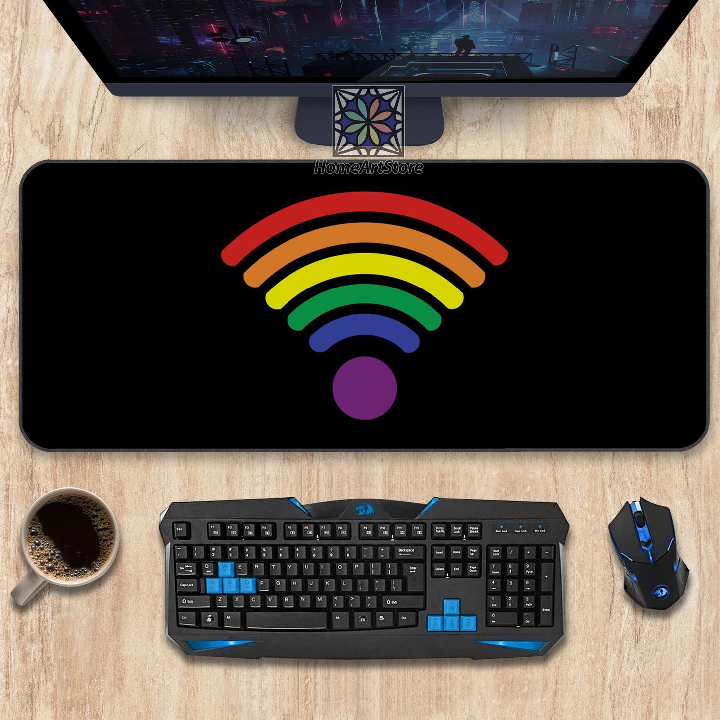 Rainbow Printed Mouse Mat, LGBT Mouse Pad, Extra Large Desk Mat, LGBT Themed Decor, Best Friends Gift