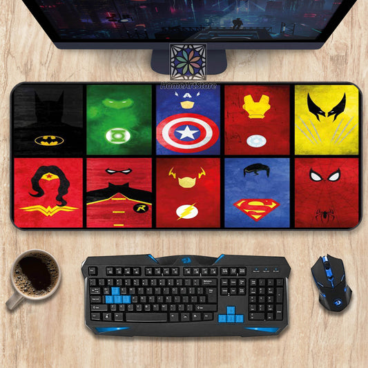 Super Hero Collage Desk Mat, Marvel Character Themed Mouse Mat, Super Hero Lover Mousepad, Hulk, Iron Man, Caption America, Spiderman