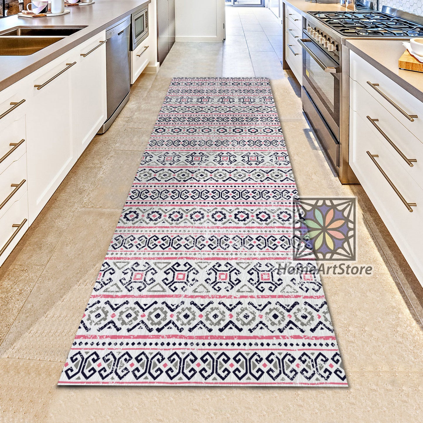Striped Runner Rug, Ethnic Themed Carpet, Tribal Runner Rug, Motif Carpet, Kitchen Runner Rug, Hallway Runner Mat