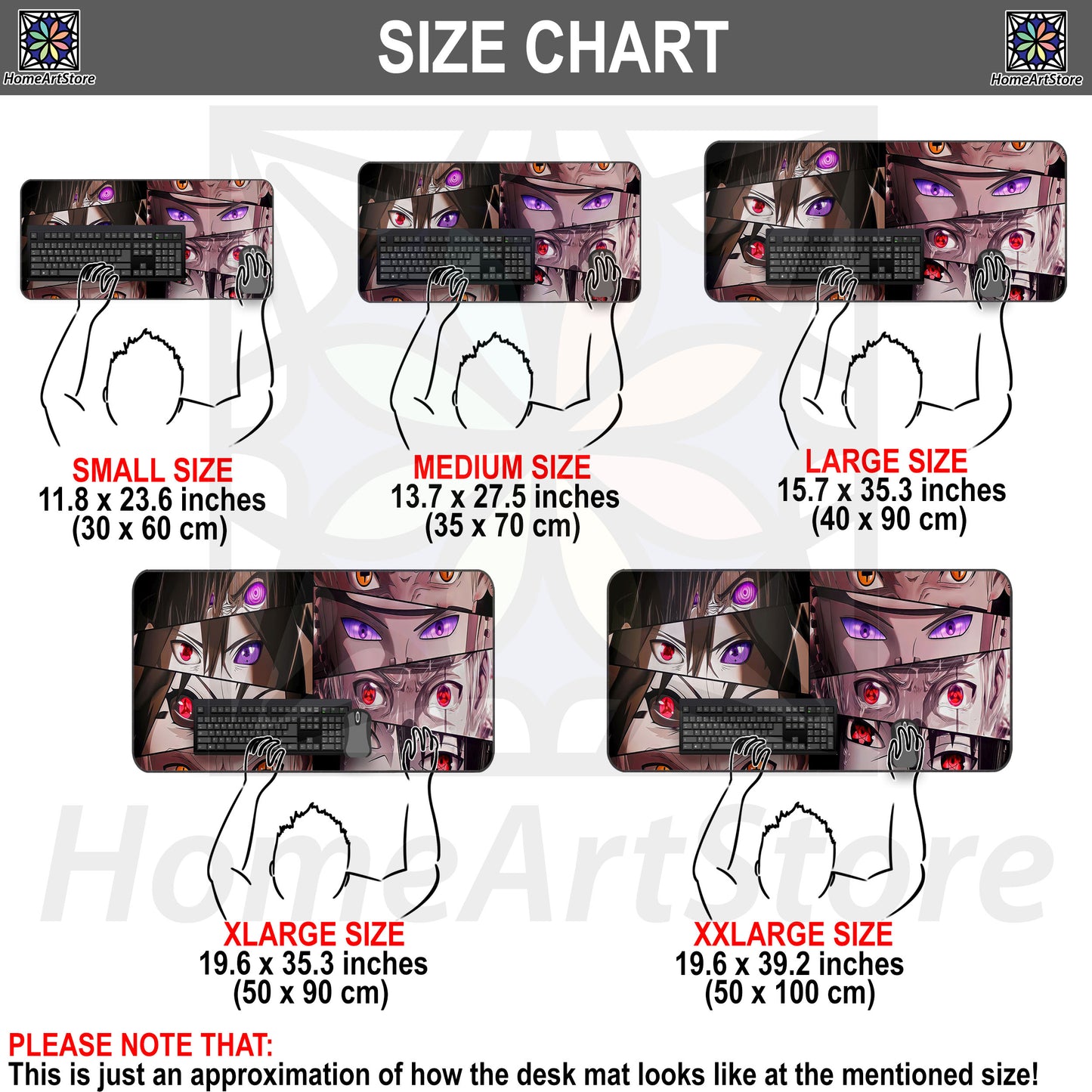 Anime Eyes Mouse Pad, Naruto Desk Mat, Anime Fan Art Mouse Mat, Kawaii Mousepad, Manga Decor