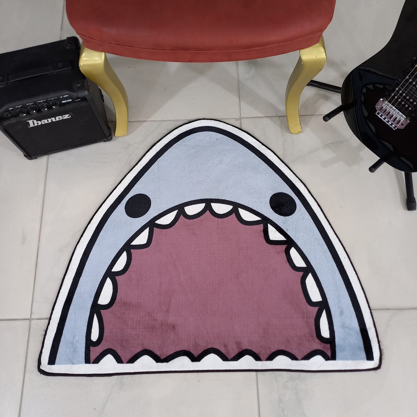 Shark Rug - Ocean Rug for a Sea-Inspired Decor with a Touch of Horror and Scary Face Carpet Design