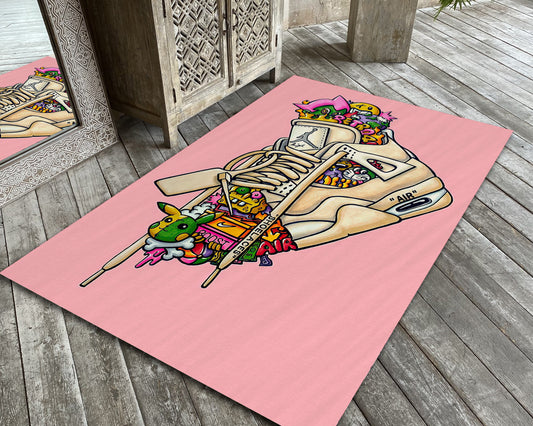 Colorful Air Jordan Rug, Street Fashion Carpet, Sneaker Graffiti Mat, Nike Rug, Sneakerhead Decor