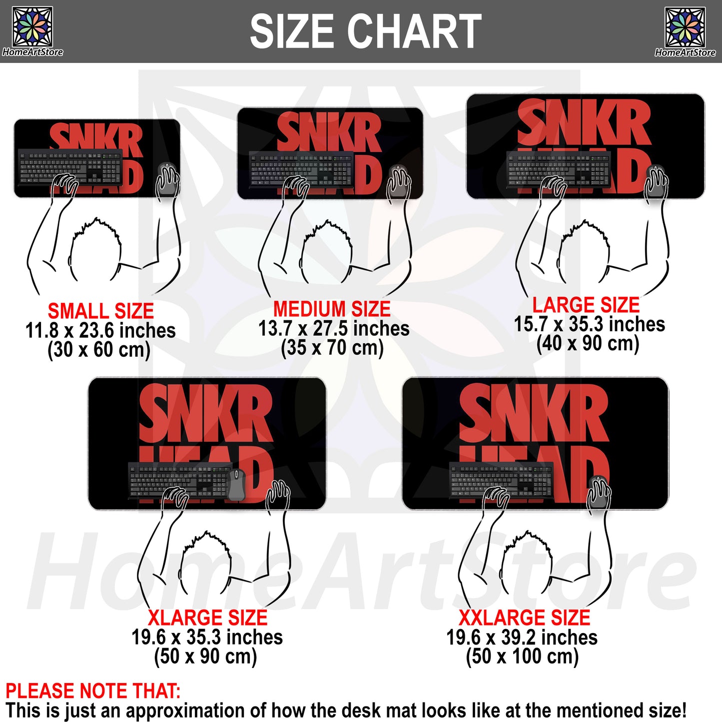 Sneakerhead Text Desk Mat, Black and Red Sneaker Mouse Mat, Extra Large Desk Pad, Sneaker Fan Mouse Pad