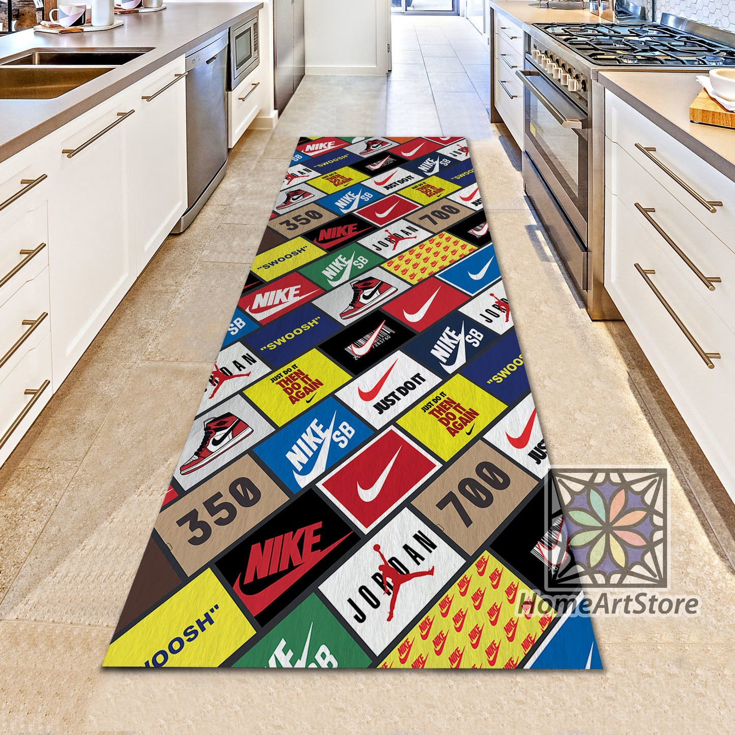 Jordan Themed Runner Rug, Sneaker Room Runner Mat, Air Jordan Decor, Jump Man Carpet, Just Do it Rug