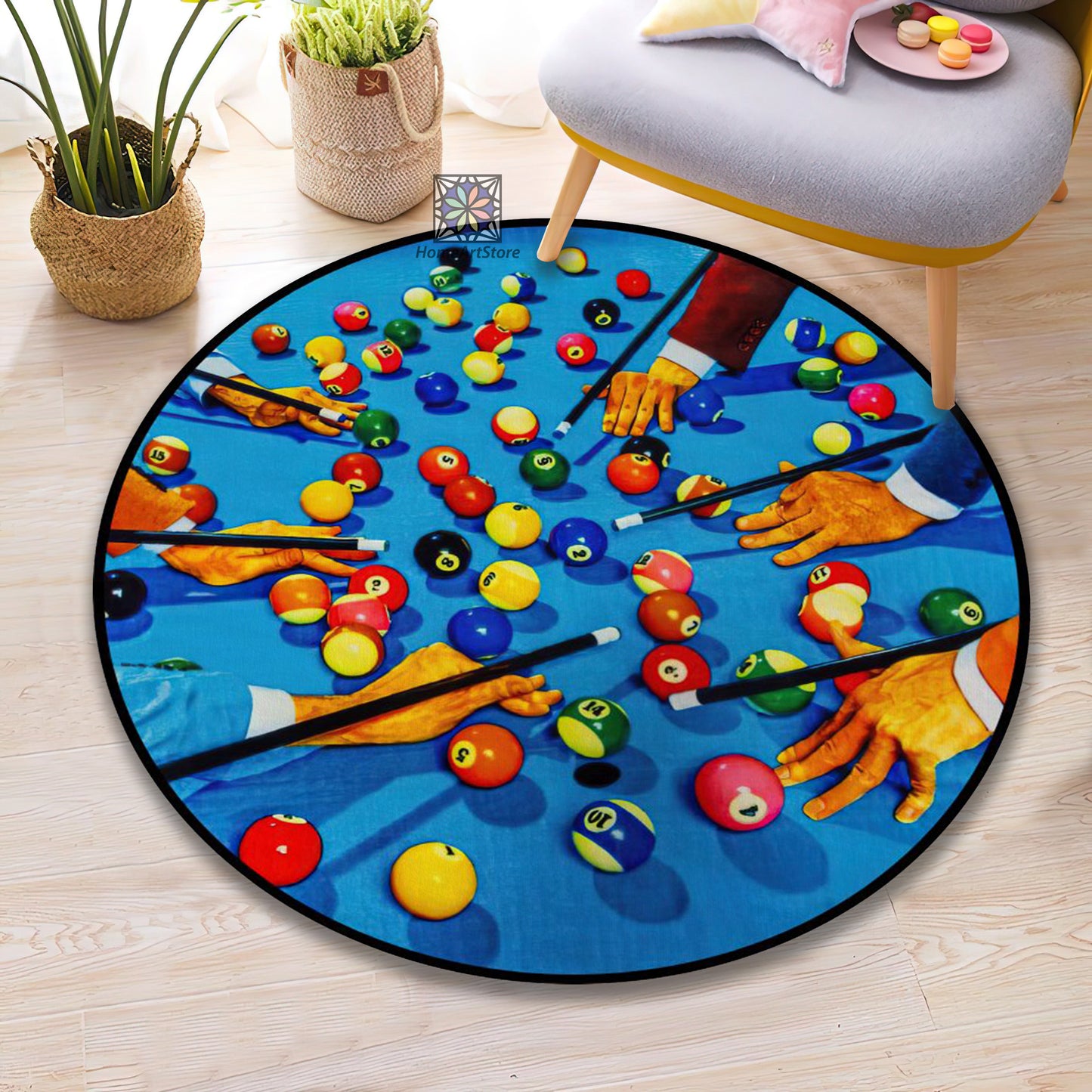 Snooker Rug, Game Room Carpet, Snooker Ball Themed Mat, Gamer Decor, Billiard Room Rug