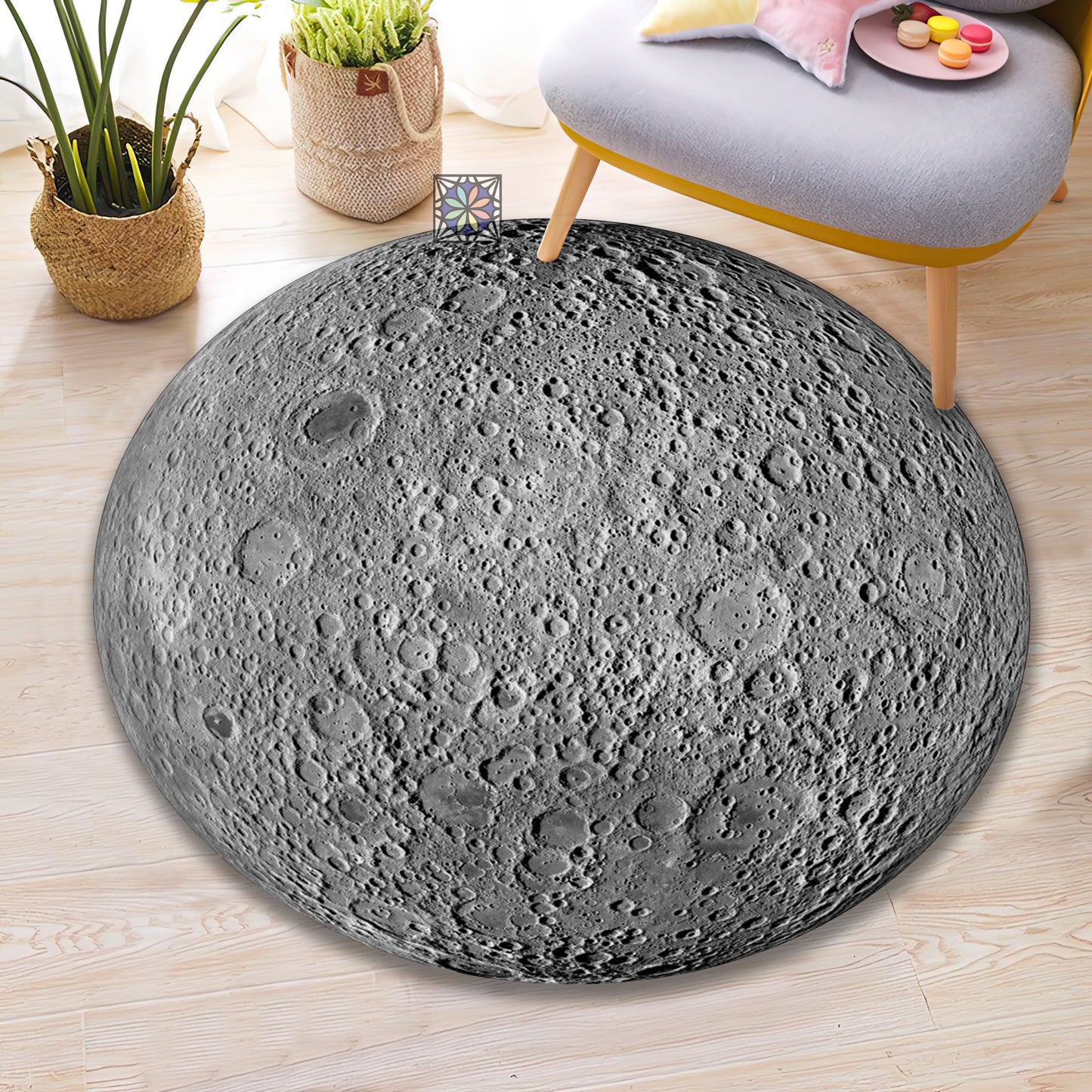 Vintage Moon Rug, 3D Space Carpet, Living Room Decor, Galaxy Mat, Planet Rug