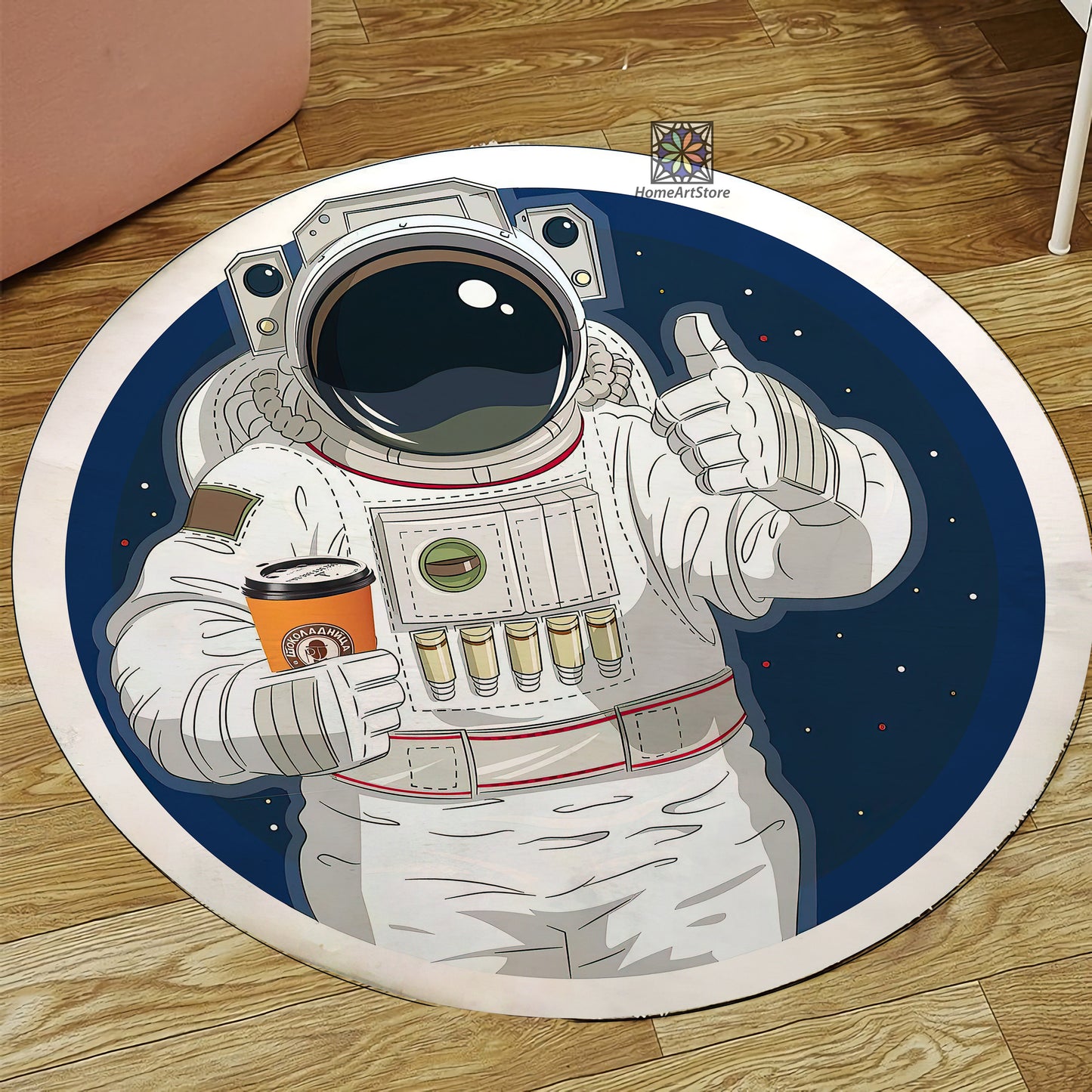 Astronaut Themed Rug, Nasa Round Mat, Space Room Decor, Galaxy Planet Rug, Kids Room Carpet