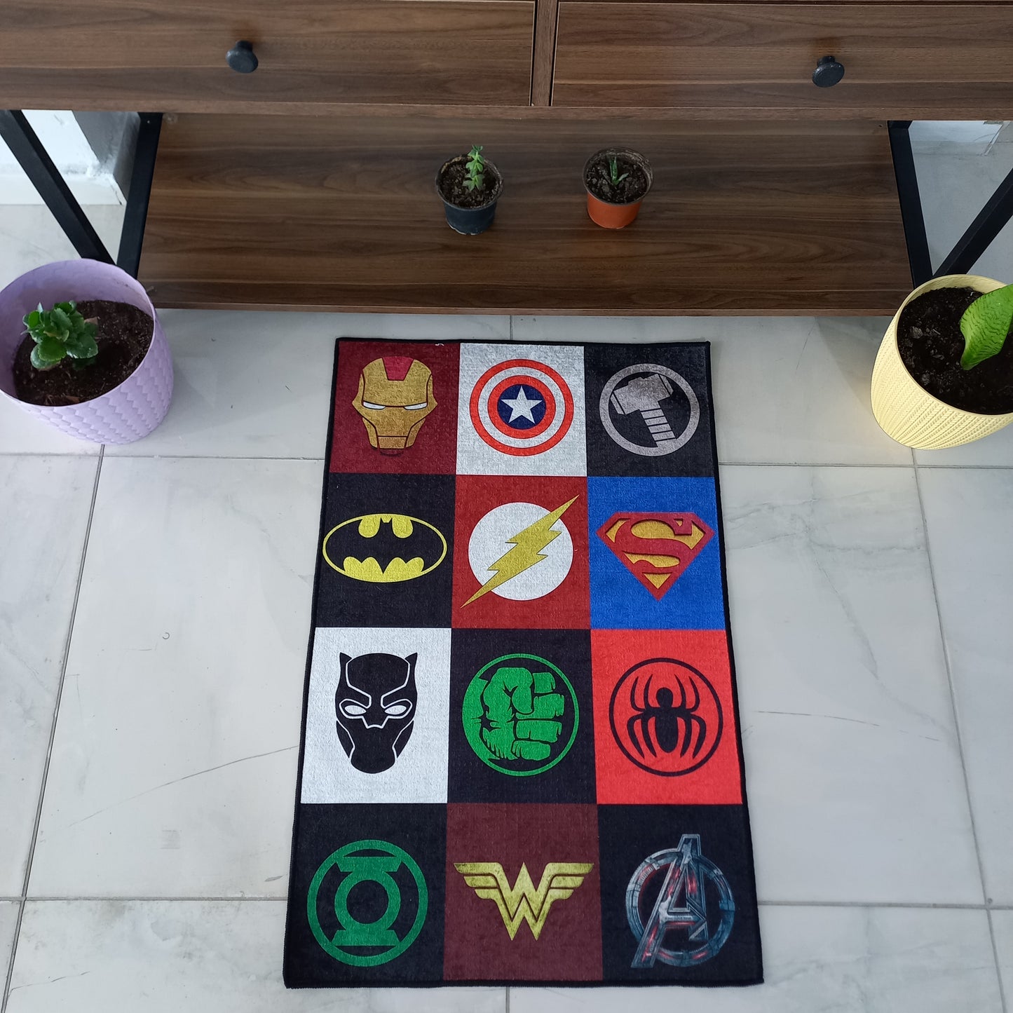 Superhero logo rug, Marvel Carpet, Children's Room Decor, Avengers Mat