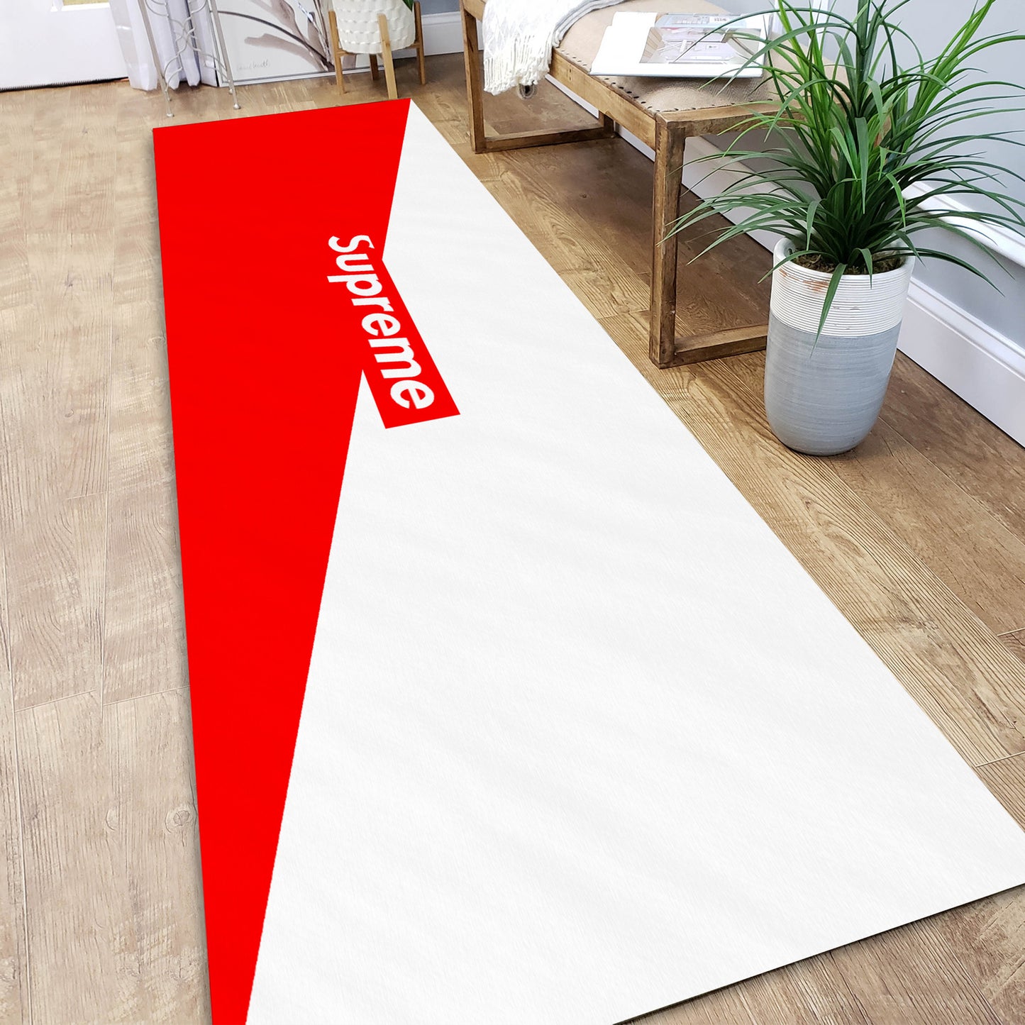 Supreme Runner Rug, Supreme Logo Carpet, Sneaker Runner Mat, Brand Rug, Modern Sneaker Carpet