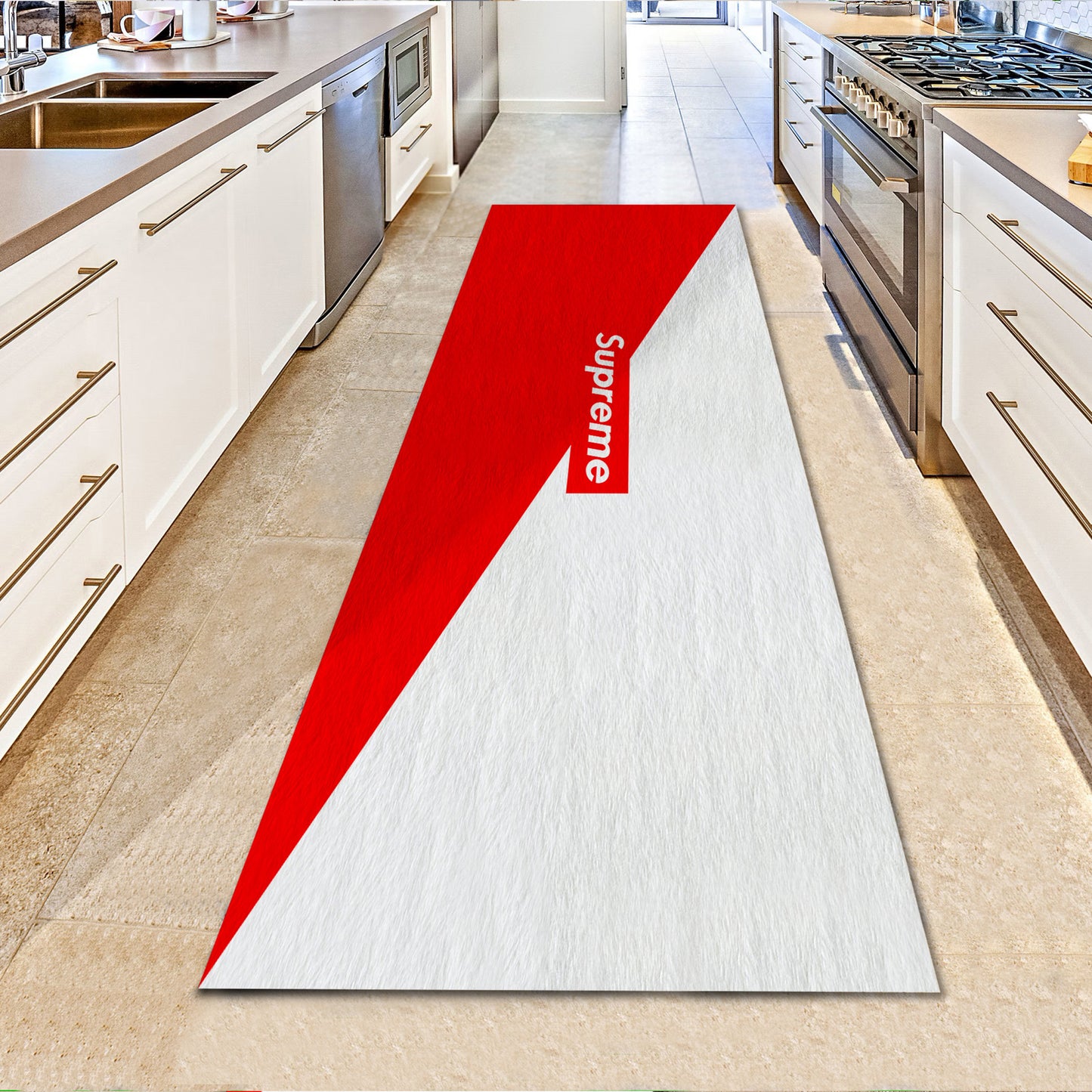 Supreme Runner Rug, Supreme Logo Carpet, Sneaker Runner Mat, Brand Rug, Modern Sneaker Carpet