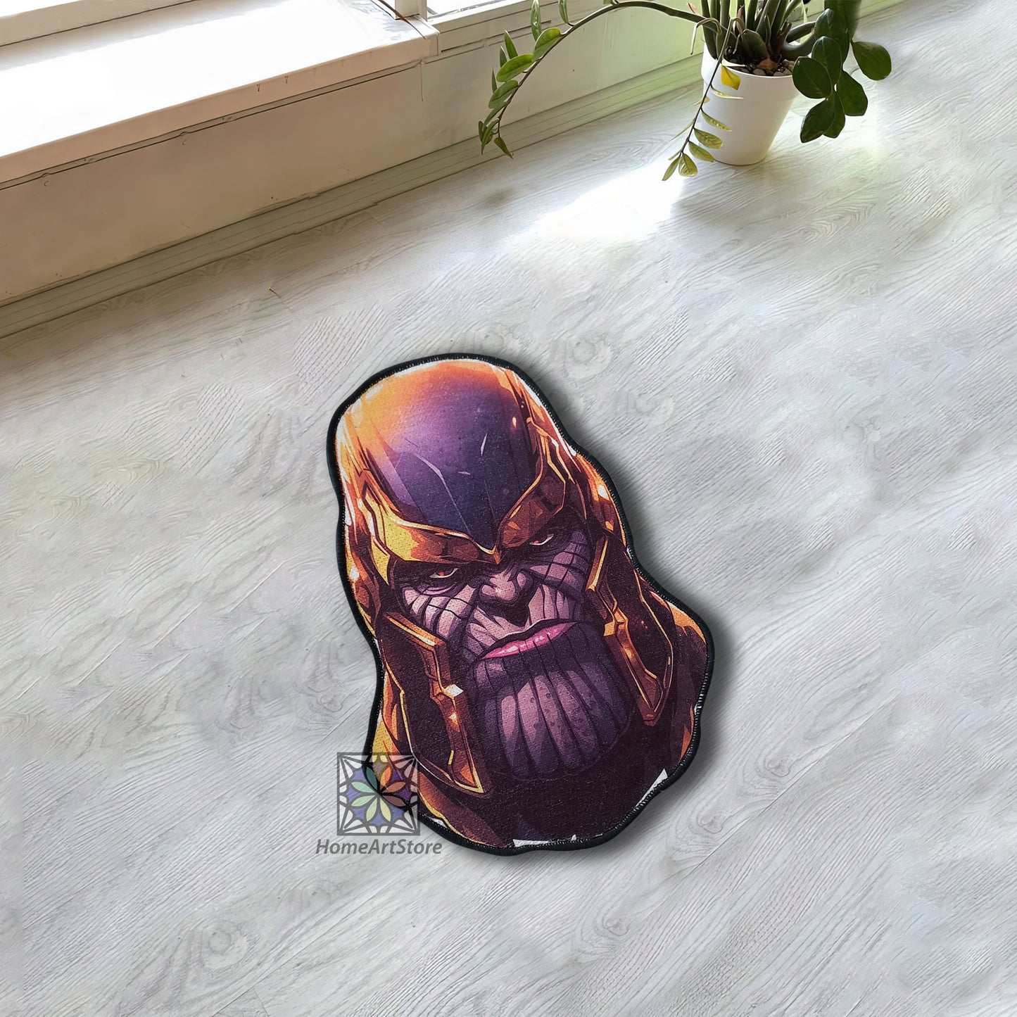 Thonos Shaped Rug, Superhero Character Carpet, Avengers Mat, Iconic Super Villain Marvel Decor