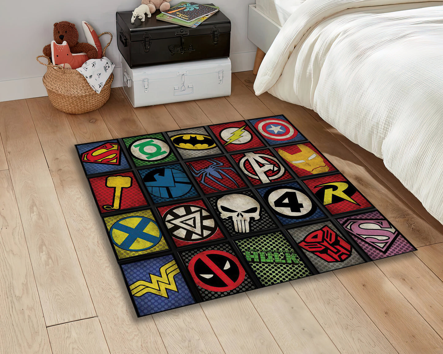 Vintage Super Hero Rug, Marvel Carpet, Children Room Decor, Avengers Mat, Marvel Character Rug