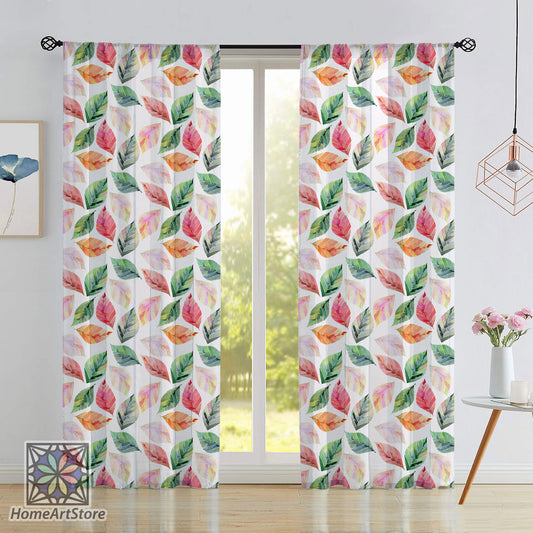Autumn Leaves Pattern Curtain, Lovely Floral Curtain, Modern Kitchen Curtain, Boho Style Curtain