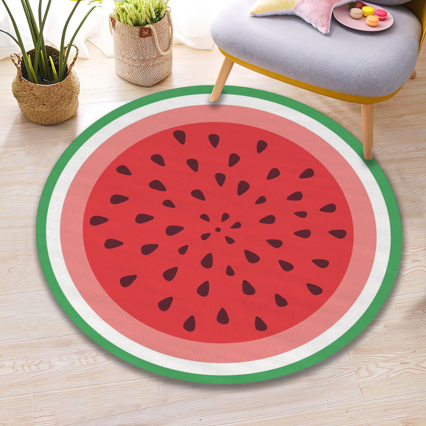 Watermelon Rug, Cute Kids Room Carpet, Nursery Play Mat, Baby Shower Fruit Decor