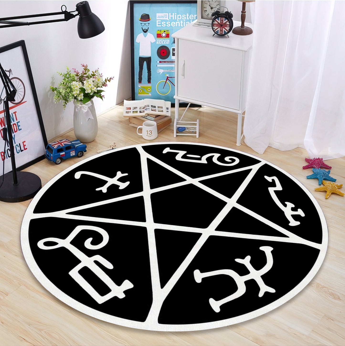 Devil’s Trap Rug - Supernatural Carpet with Satan Symbol, Pentacle, and Gothic Decor