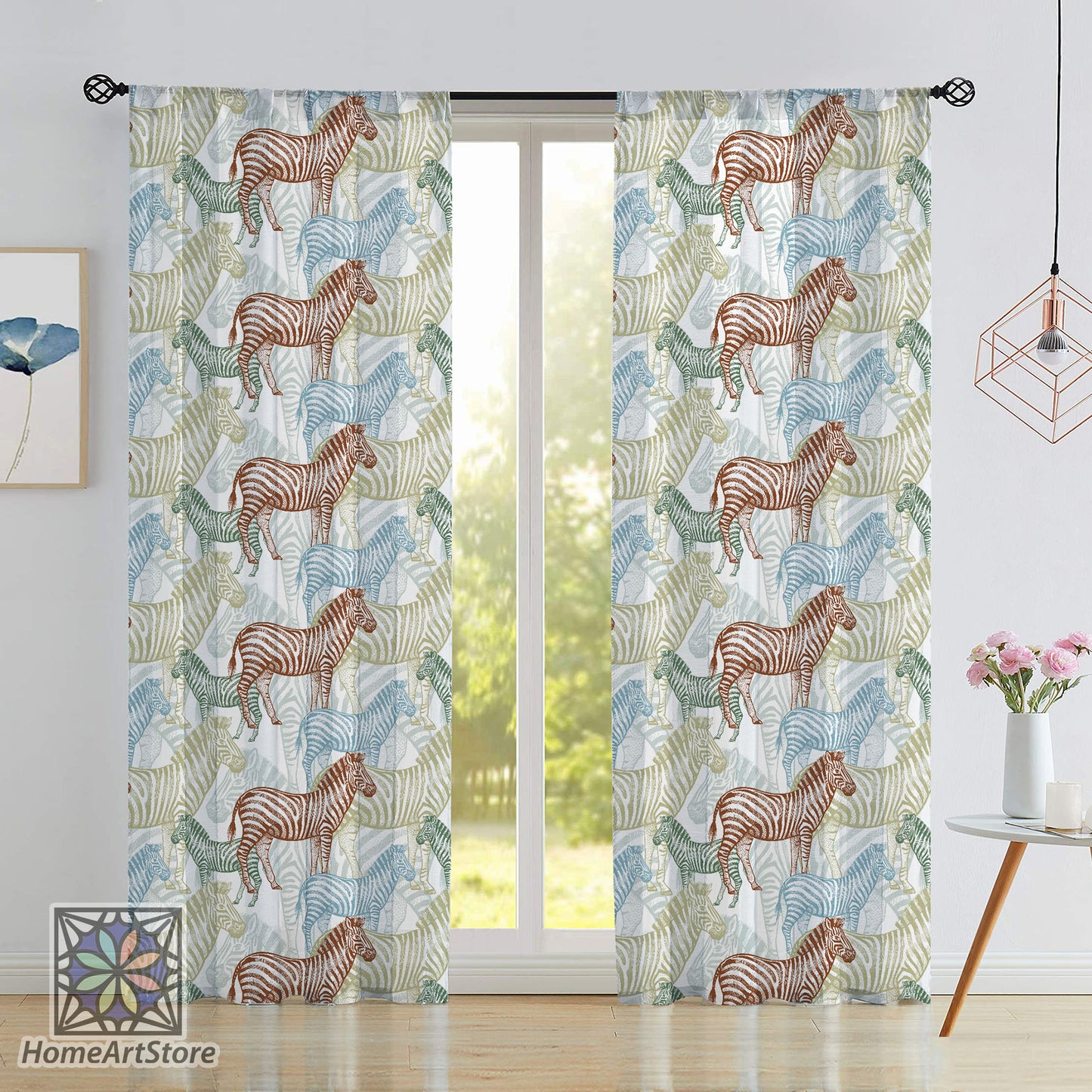 Colorful Zebra Pattern Curtain, African Animal Curtain, Safari Theme Decor, Nursey Curtain