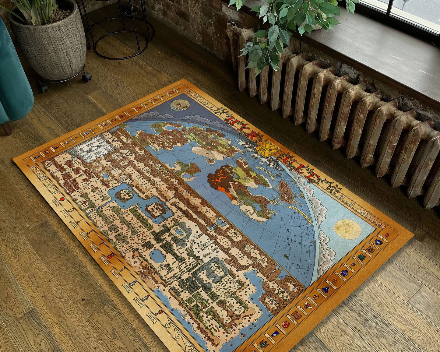 Zelda Hyrule Rug - Iconic Video Game Decor, Zelda Character Rug, and Detailed Zelda Map