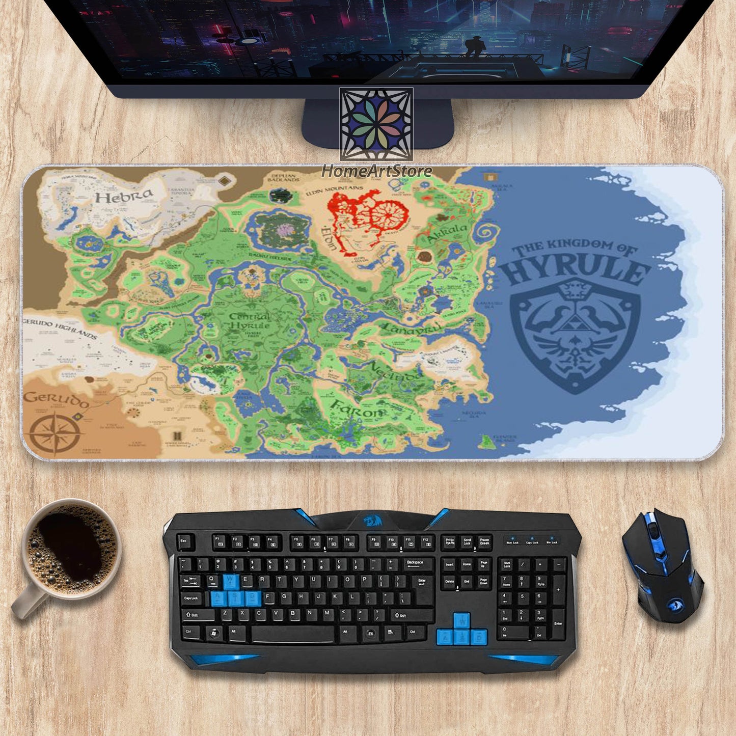 Zelda Hyrule Map Mouse Mat, Retro Zelda Mouse Pad, Large Gaming Desk Mat, Zelda Game Decor