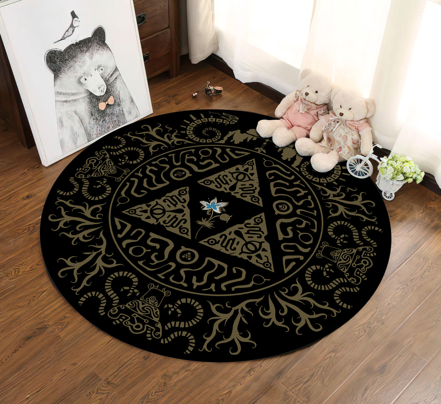 Zelda Round Logo Rug - Gaming Chair Mat for Game Decor and Zelda Art