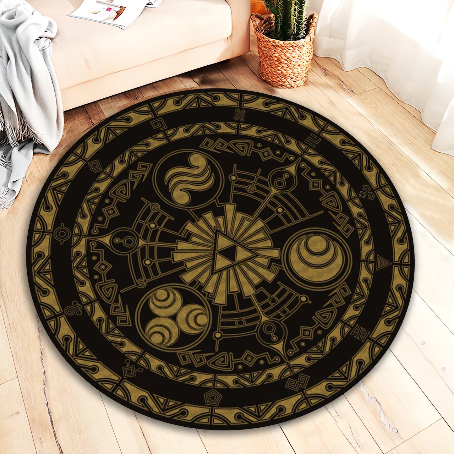 The Legend of Zelda Carpet, Hyrule Map Rug, Gaming Chair Mat, Gamer Room Decor, Black Gamer Rug