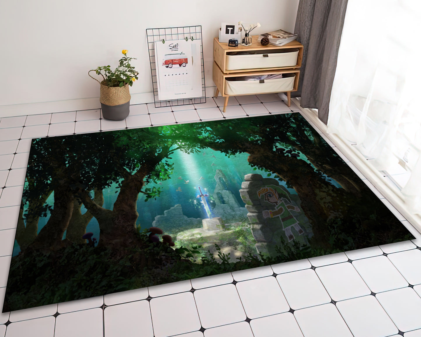 Master Sword Rug - Hyrule-Inspired Gamer Decor for Legend of Zelda Fans