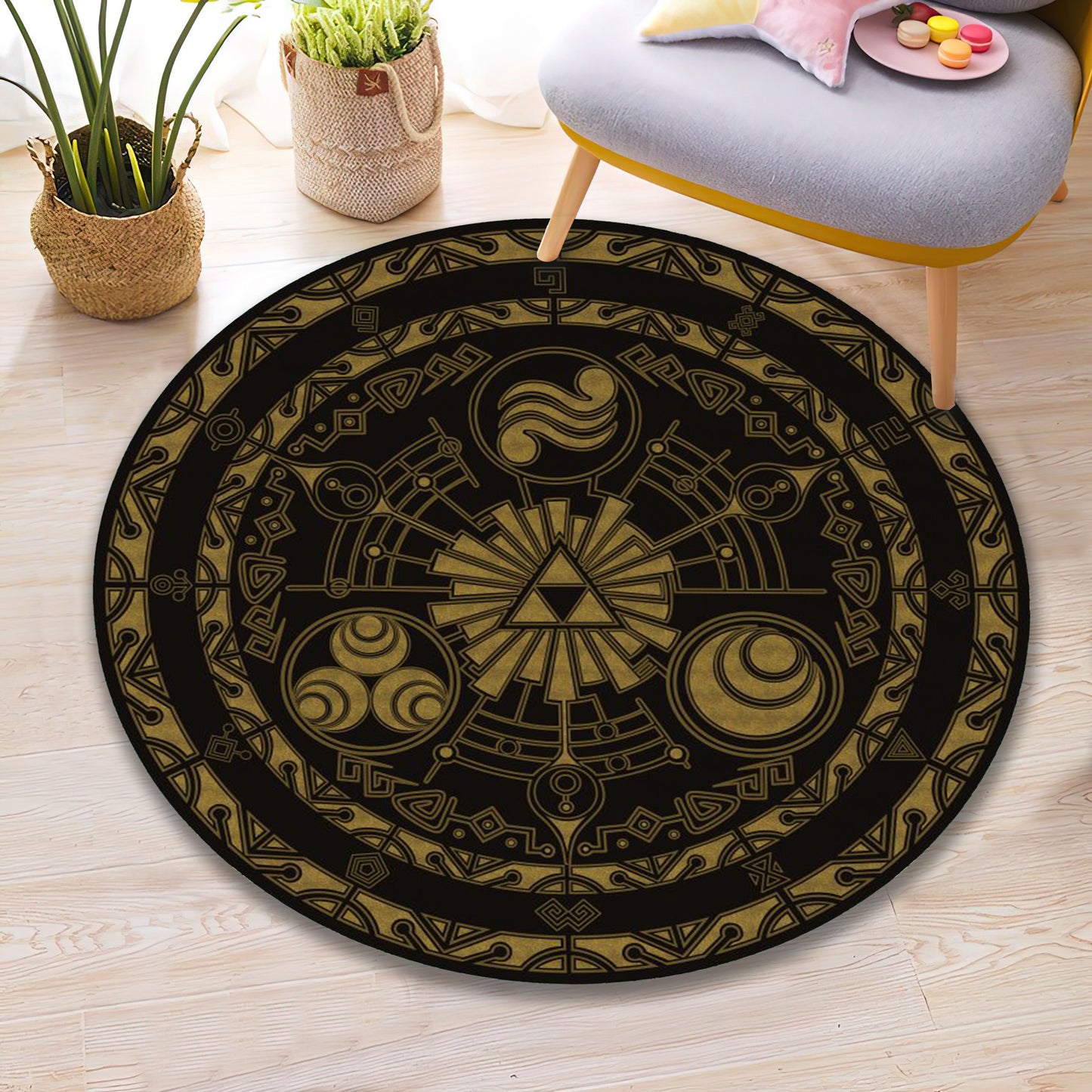 The Legend of Zelda Carpet, Hyrule Map Rug, Gaming Chair Mat, Gamer Room Decor, Black Gamer Rug