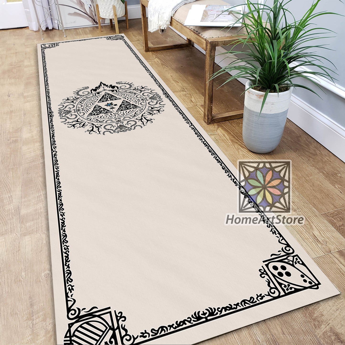 White and Black Zelda Logo Rug, Game Room Runner Mat, Gaming Decor, Zelda Art Runner Rug, Gamer Carpet, Zelda Gift