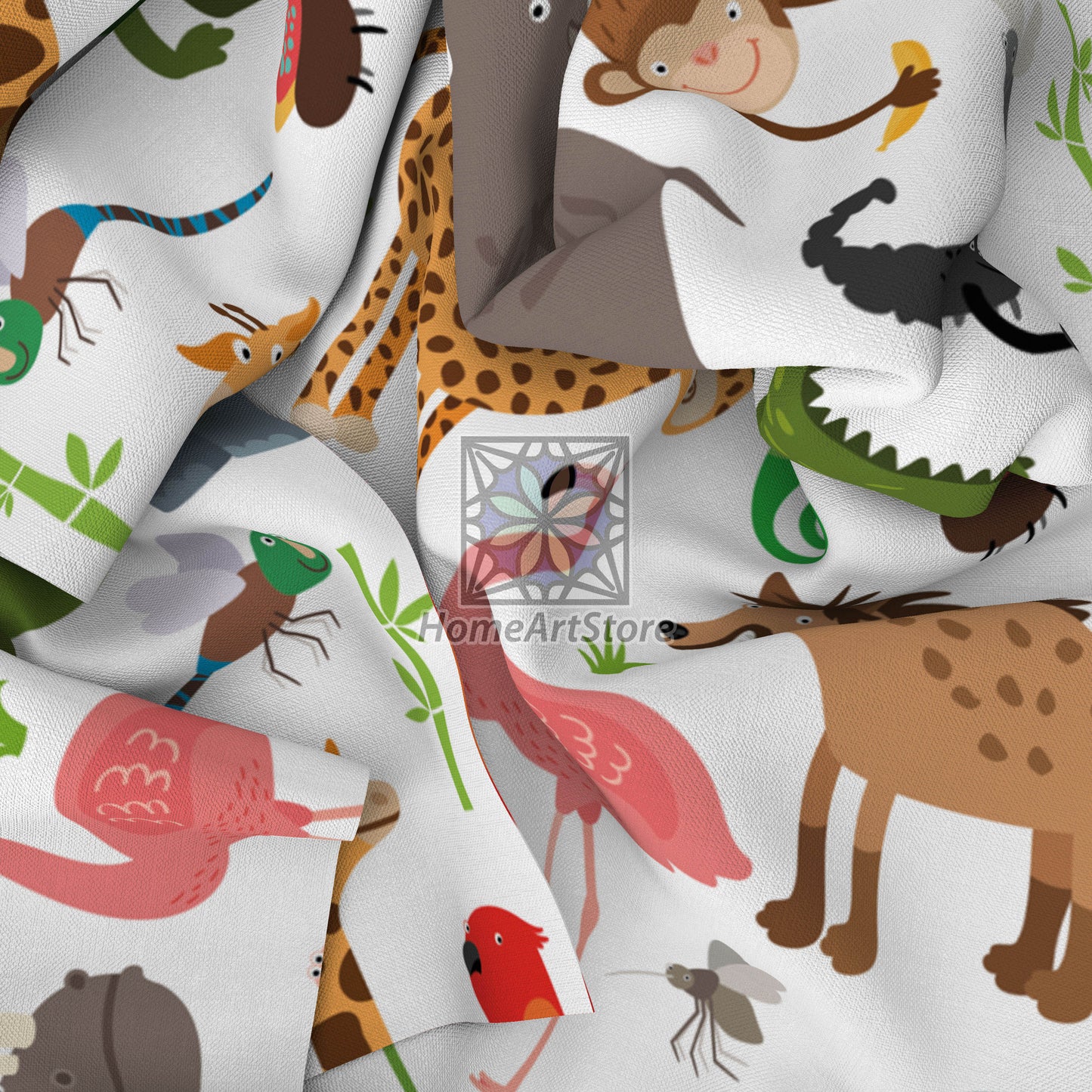 Zoo Animal Pattern Curtain, Nursey Decor, Kids Room Curtain, Cute Animal Curtain, Children Room Curtain