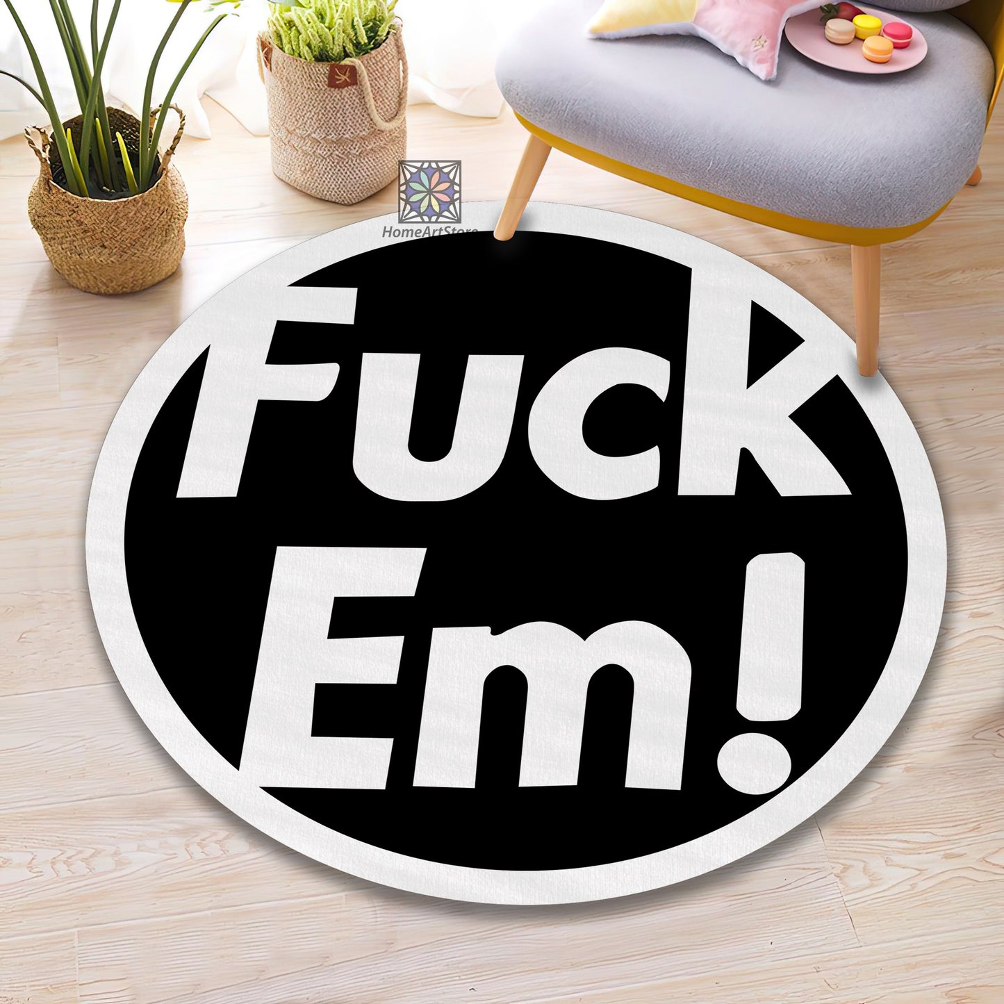 Fuck Em Rug, Black Fuck Em Text Carpet, Supreme Rug, Street Fashion Decor, Funny Gift