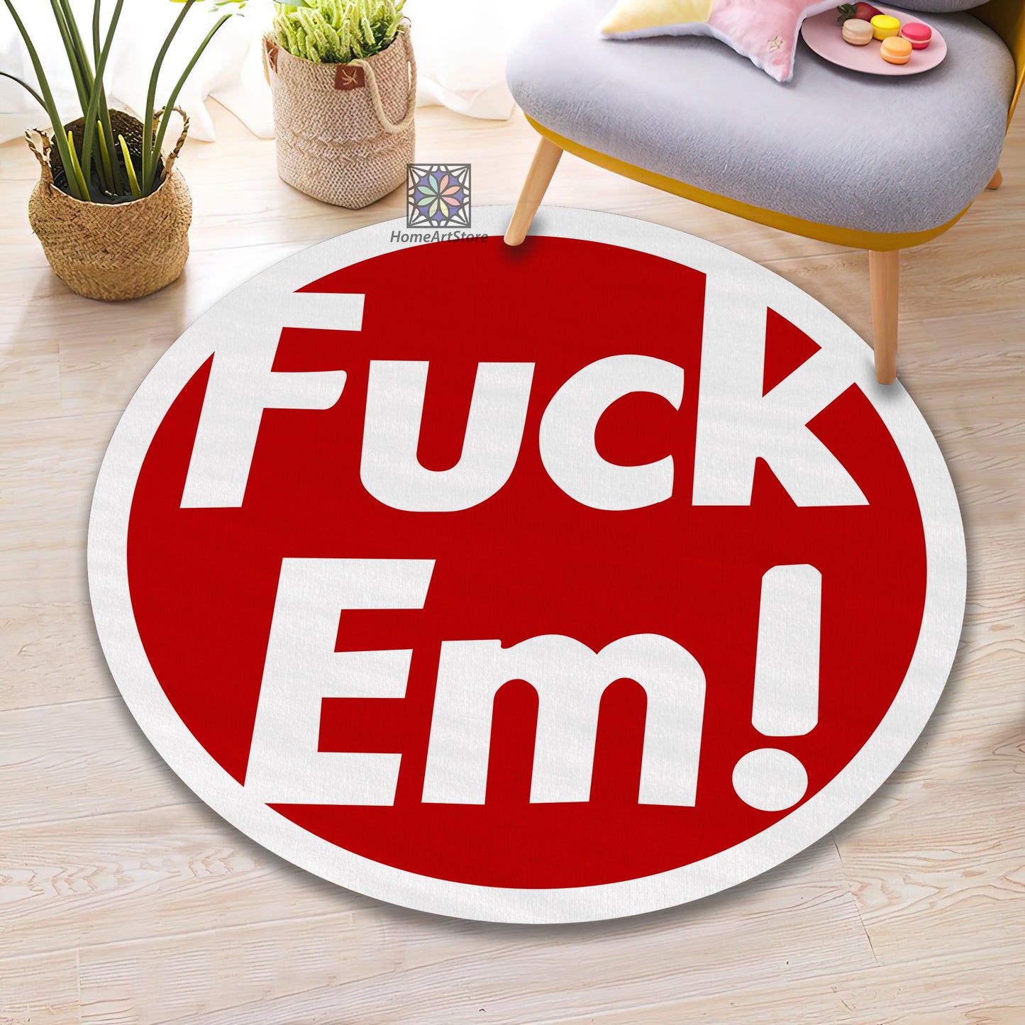 Fuck Em Rug, Supreme Mat, Red Fuck Em Text Carpet, Street Fashion Decor, Funny Gift