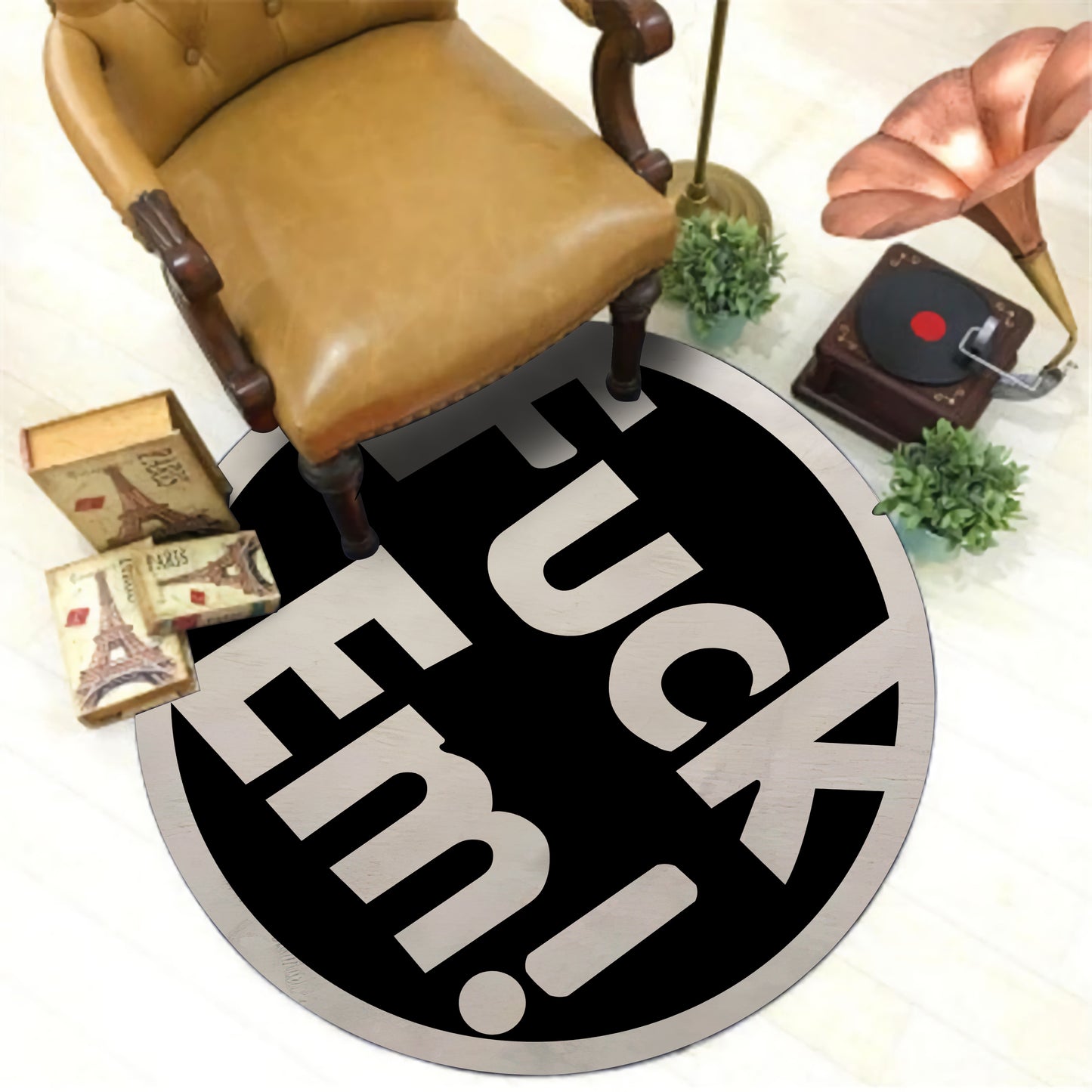 Fuck Em Rug, Black Fuck Em Text Carpet, Supreme Rug, Street Fashion Decor, Funny Gift