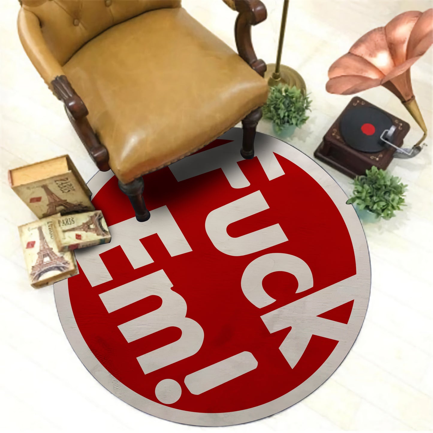 Fuck Em Rug, Supreme Mat, Red Fuck Em Text Carpet, Street Fashion Decor, Funny Gift