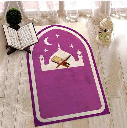 Kids Kaaba Prayer Rug, Purple Color Children's Prayer Mat, Stylish Prayer Rug, Ramadan Eid Decor