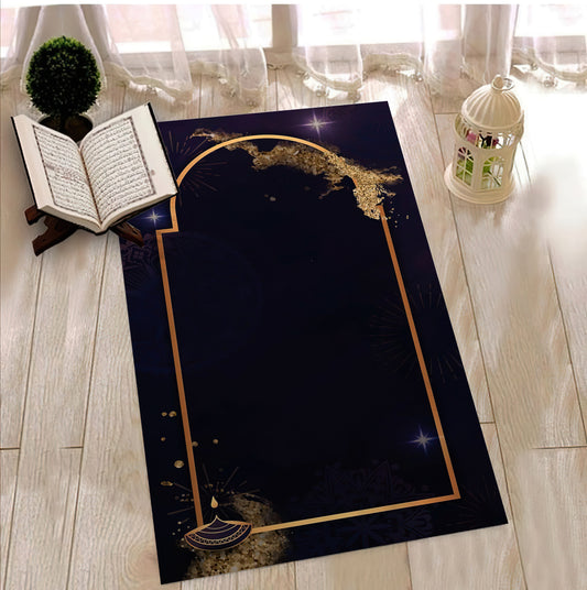 Black And Gold Color Luxury Prayer Rug, Children's Prayer Mat, Ramadan Eid Decor, Islamic Gift