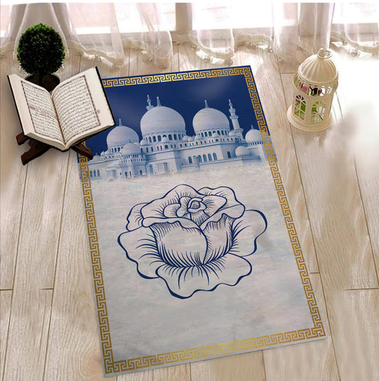 Greek Keey Symbol Prayer Mat, Luxury Prayer Rug, Muslim Prayer Mat, Islamic Prayer Mat, Islamic Decor