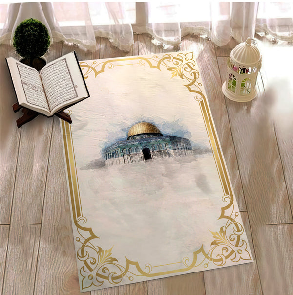 Mosque Motif Prayer Rug, Muslim Prayer Mat, Luxury Prayer Rug, Islamic ...