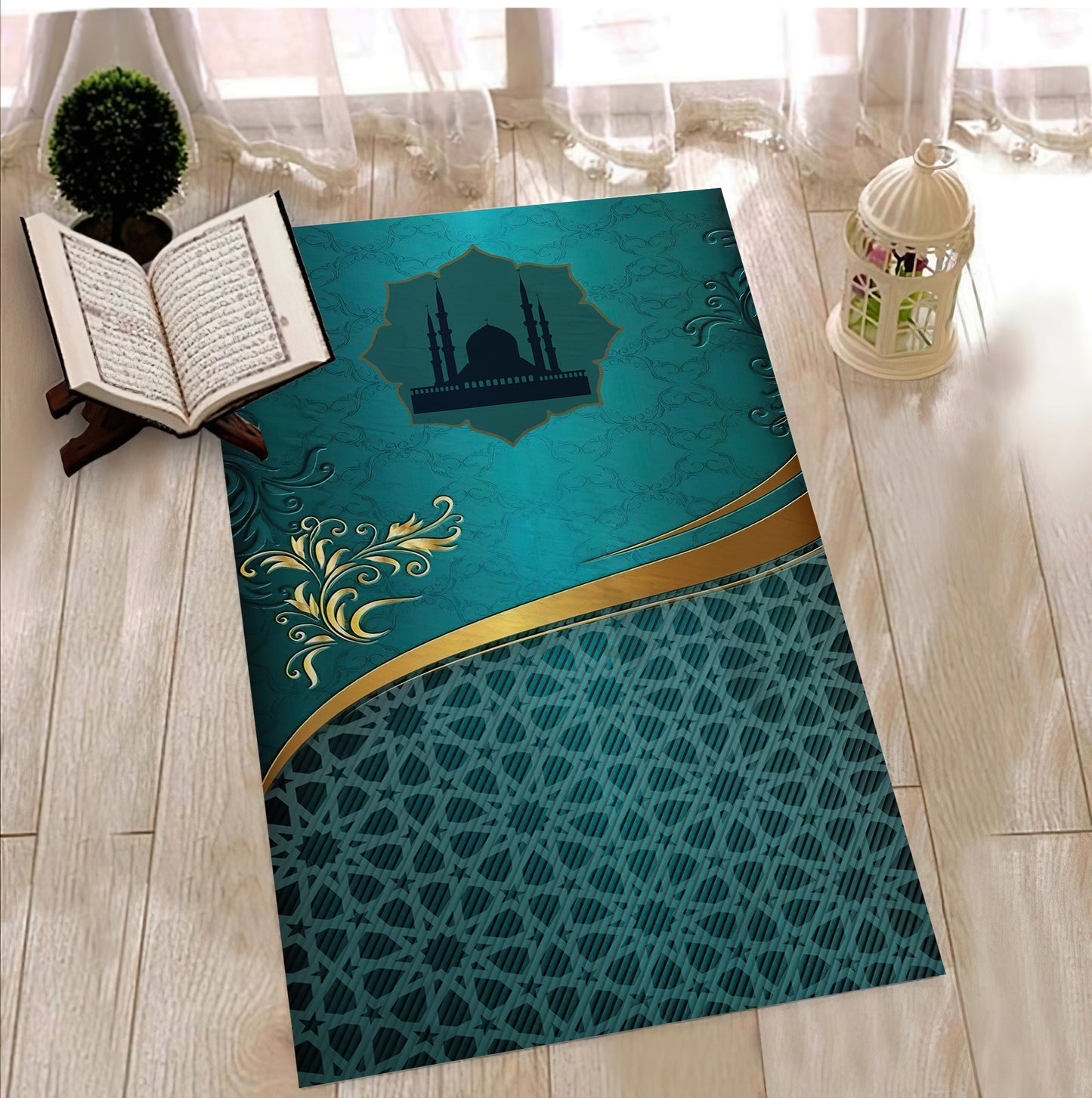 Mandal Symbol Prayer Mat, Mosque Themed Prayer Rug, Turkish Motif Prayer Mats, Ramadan Eid Decor